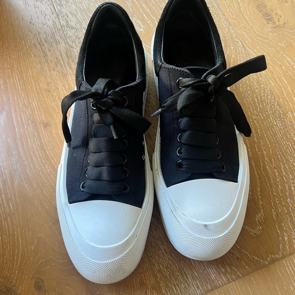Alexander McQueen Black and White Canvas Sneakers Oversized
